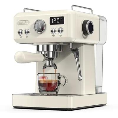 Produktbild von HiBREW H10A Kaffeemaschine, 19 Bar Druck, einstellbare Temperatur & Tassenvolumen, 58 mm Siebträger, 1,8L abnehmbarer Wassertank, Beige
