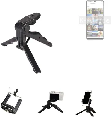 Produktbild von K-S-Trade Stativ Tisch-Ständer Dreibein Handy-Stativ Ständer kompatibel mit Cubot Note 30 Mini-Stativ Smartphone Tripod Handy-Stativ aus Plastik
