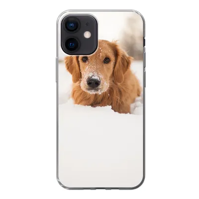 Produktbild von MuchoWow® Handyhülle Schutzhülle Hülle für iPhone 12 Hund - Schnee - Winter Silikon Softcase Handy Hülle - Schutzhülle