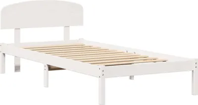 Zdjęcie produktu dla Łóżko Drewniane 100x200 Białe Rama Łóżka z Zagłówkiem ze Stelażem