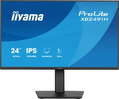 Produktbild von iiyama ProLite XB2491H-B1 - LED-Monitor - 61 cm (24") (23.8" sichtbar) - 1920 x 1080 Full HD (1080p) @ 120 Hz - IPS - 350 cd/m² - 1500:1 - 1 ms - HDMI, DisplayPort - Schwarz, Matte