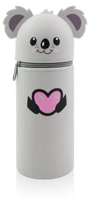 Productafbeelding van Schattig, hartvormig etui, 2-in-1, van zacht siliconen met rits, geschikt voor kleurpotloden en fineliners, hoogte 18,5 cm
