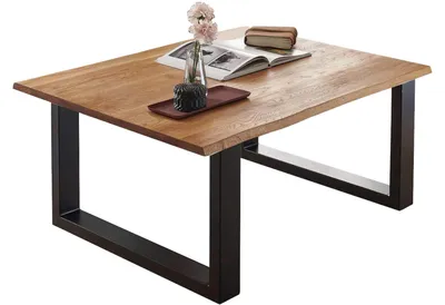 Produktbild von Couchtisch Baumkante 80x80 cm Wildeiche schwarz matt SESSA