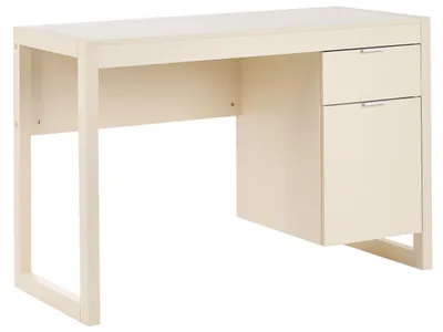 Produktbild von BELIANI Schreibtisch Hellbeige Faserplatte Rechteckig 112 x 50 cm mit Schublade Schrank Modernes Skandi Design für Büro Homeoffice Kinderzimmer