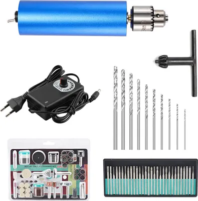 Zdjęcie produktu dla Mikro mini elektryczna wiertarka ręczna, 0,3-4 mm, regulowana, z 145 akcesoriami do polerowania, woskowania, cięcia, wiercenia, grawerowania, wtyczka EU