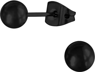 Produktbild von Ohrringe Ohrstecker Titan mit schwarzer Kugel 3-5mm Größe - 5 mm