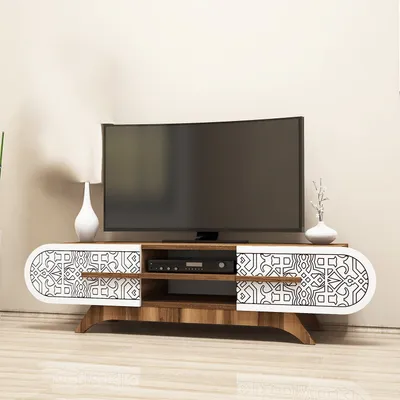 Produktbild von Skye Decor, Defne - WalnutWhite, TV-Einheit, Nussbaum, 100 % MELAMINBESCHICHTETE SPANPLATTEN, 145 x 37 x 37 cm