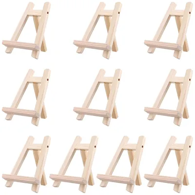 Produktbild von Set aus 10 Mini Holzstaffeleien für Zeichnungen und Fotos