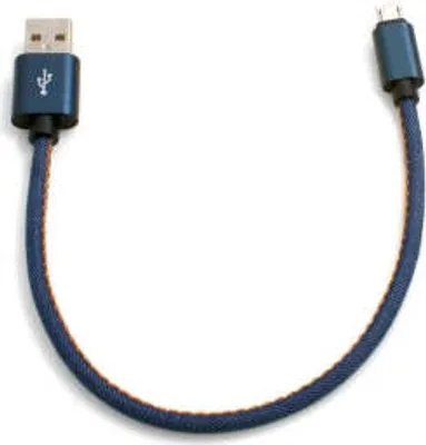 Produktbild von SYSTEM-S Micro USB Kabel (male) zu USB A 3.0. (male) Adapter Datenkabel Ladekabel 25cm Stoffummantelung Jeans-Optik