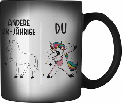 Produktbild von Trendation - 20. Geburtstag Mädchen Farbwechsel Zauber-Tasse Einhorn Geschenk Geschenkidee 20er Geburtstag (Schwarz)