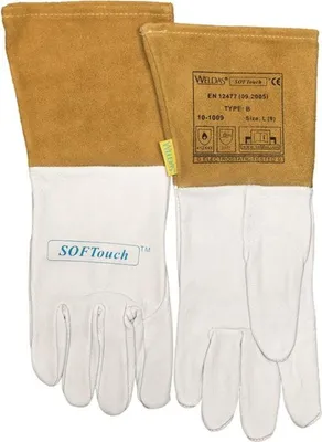Produktbild von Schweißerhandschuhe Gr.XXL (10,5) natur/orange 5 PA