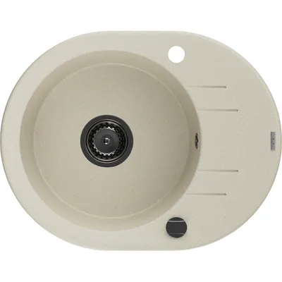 Obrázek produktu pro Mexen Kevin 1-miskový granitový dřez s odkapávačem 586 x 458 mm, Béžová, sifon Černá - 6517581005-69-B