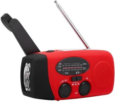 Image de Note : radio d'urgence portable à énergie solaire avec lampe de poche LED