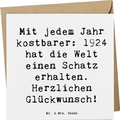 Produktbild von Mr. & Mrs. Panda faltkarte Spruch 1924 Geburtstag - Weiß - Geschenk, Happy Birthday, persönliches, Jahr, doppelkarte, Alter, Grußkarte, anlasskarte, besondere Geschenke