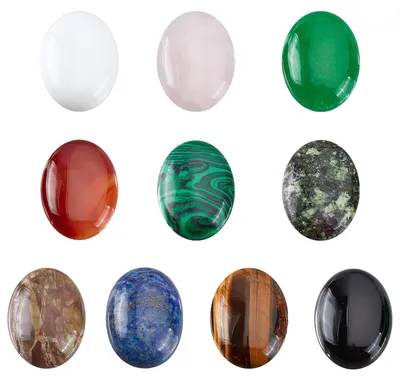 Edelstein-Cabochons, 10 Stück, gemischte Steine, 30x22x7 mm, flache Rückseite