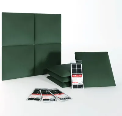 Produktbild von STEGU MOLLIS Polsterpaneel-Set 8 Stück 3D Wanddeko 30x30 cm grün