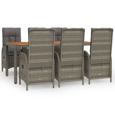 Image de vidaXL Ensemble de jardin 7 pièces avec coussins Gris Poly rotin