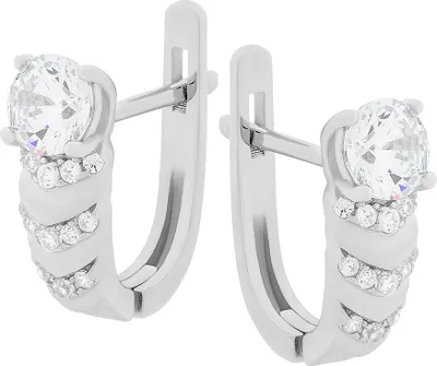 Produktbild von Ohrringe aus 925 Silber mit farblosen Zirkonia, Sterlingsilber Ohrhänger