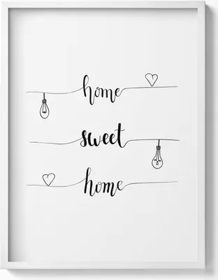Produktbild von Inschrift an einer Wohnung „Home, sweet home“– Wandbild mit Rahmen – Gerahmtes Bild – Wanddekoration – 60x80 cm – Weiß Rahmen
