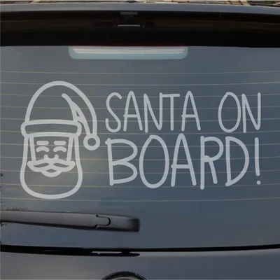 Produktbild von Heckscheibenaufkleber Santa on Board Weihnachten Christmas 55x27 cm Milchglas Auto Aufkleber Sticker
