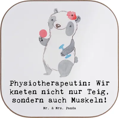 Produktbild von Mr. & Mrs. Panda Flaschenuntersetzer Physiotherapeutin Humor - Weiß - Geschenk, Wohlbefinden, Coaster, Untersetzer für Gläser, Tassen, gläseruntersetzer, Massagen, Beruf
