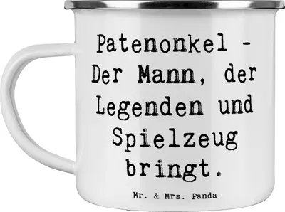 Produktbild von Mr. & Mrs. Panda Teetasse Spruch Patenonkel Geschenk - Weiß - Familie, Haferl, einzigartige Designs, Freude, Pott, Dankeschön, Patenschaft, Tasse Emaille, Patengeschenke