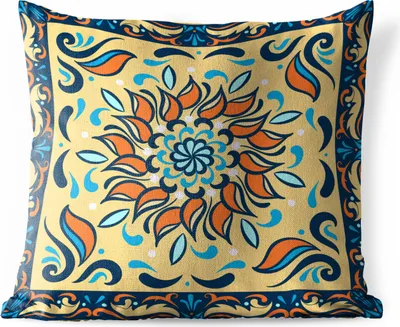 Produktbild von MuchoWow® Outdoor Kissen - Sonnenblumen - Rahmen - Quadratisch - 40x40 cm - Wetterfest - Lounge Kissen - Kopfkissen - Interieur - Polster mit Bild