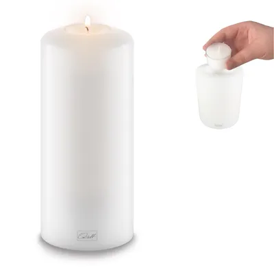 Produktbild von Qult Farluce Classic - Durchm. 8cm   Teelichthalter in Kerzenform  Dauerkerze  Kunststoffkerze in Kerzenoptik  Teelichtkerze mit Teelichteinsatz  inkl. Teelicht