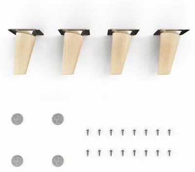 Produktbild von 4x sossai Holzfüße rund - schräge Ausführung 8cm Buche Naturbelassen