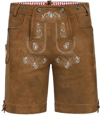 Zdjęcie produktu dla Lederhosen garnitur męski   skórzane szorty brązowe