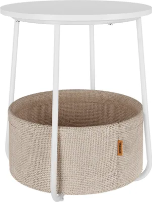Immagine prodotto di Tavolino VASAGLE, rotondo, con cestino, Ø45 cm, bianco-beige