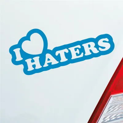 Produktbild von Auto Aufkleber I Love Haters Lustig Spruch 15x6 cm Hellblau Sticker Heckscheibenaufkleber
