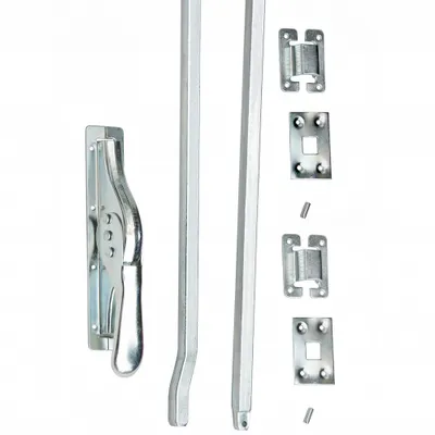 Produktbild von 1 Set Tortreibriegel Torverschluss Türtreibriegel Stangen 2140 mm Vierkant 14 mm Silber Verzinkt