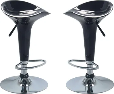 Immagine prodotto di Milani Home - Set Di 2 Sgabelli Da Bar Albergo Hotel Sedia Cucina Con Poggiapiedi Altezza Regolabile Girevole Stile Moderno Di Design Contemporaneo , 38.5x38.5x65-86.5 - Nero