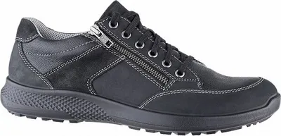 Produktbild von Jomos Herren Leder Slipper schwarz, Meshfutter, herausnehmbares Fußbett, Luftpolstersohle