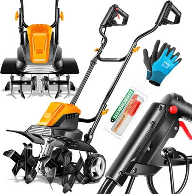 Produktbild von MASKO® Motorhacke elektrisch | Gartenfräse 1500 Watt 40cm Breite 20cm Tiefe | Bodenhacke Ackerfräse Kultivator | Elektro Hacke | klappbarer Handgriff Metallgehäuse | Transporträder & Zubehör | orange