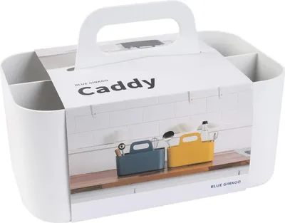 Produktbild von Stapelbarer Organizer-Caddy – Tragbare Aufbewahrung aus Korea für Bad, Büro, Bastel- oder Schulbedarf (Rechteckig, Weiß)
