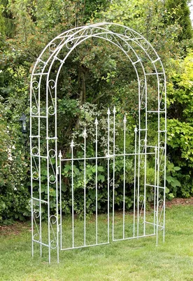Obrázok produktu pre DanDiBo Rose Arch s dverami Pozinkovaný Šírka 140 cm Okrúhly oblúk Žiarovo pozinkovaný Odolný voči poveternostným vplyvom Pevný pevný železný oblúk Pomoc pri vinobraní