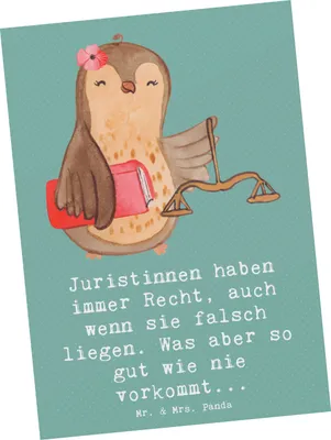 Produktbild von Mr. & Mrs. Panda Postkarte Juristin Recht - Meeresbrise - Geschenk, Juristenhumor, Berufsliebe, bildkarte, Berufsleben, Ansichtskarte, Jura, Grußkarte, Ansichtskarten
