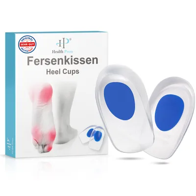 Produktbild von Health Press® Fersenkissen – 2 Paar Fersen Geleinlagen im Set – Gel Einlegesohlen für Schuhe
