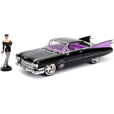 Immagine prodotto di Jada Toys DC Bombshells Diecast Modell Hollywood Rides 1/24 1959 Cadillac mit Catwoman Figur JADA30458