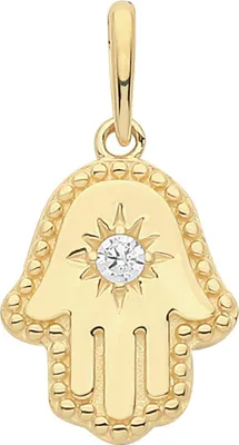 Image de Pendentif Hamsa Femme Or 375/1000 avec Oxyde de Zirconium - 18mm*10mm; TRS34495