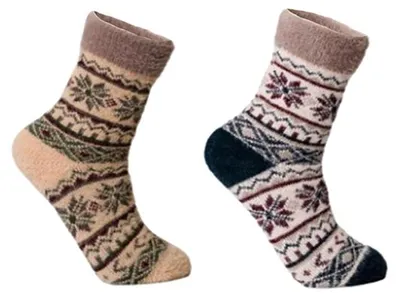 Produktbild von Kuschelsocken Damen Winter 2er Pack – Flauschige Socken aus Baumwolle – Warme dicke Haussocken in Größe 35-38 & 39-42, Farbe:Braun, Größe Socken & Strumpfhosen Erwachsene:35-38