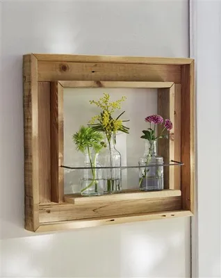 Produktbild von Wandregal "Fenster" aus recyceltem Holz, Fensterrahmen, Wanddeko, Blumenregal, Dekoregal, Blumenständer, Hängeregal