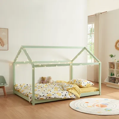 Produktbild von Kinderbett 'Cerro' Hausbett 140x200cm Mintgrün