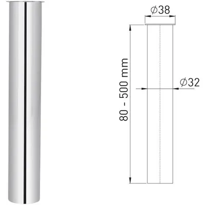 Produktbild von ASW Tauchrohr mit Bördelrand 1 1/4" x 200mm Edelstahl verchromt Bördelrohr Siphon