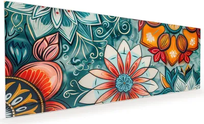 Produktbild von Küchenrückwand Spritzschutz Glas mit Motiv Blumenmuster Mandala 40 x 40 cm