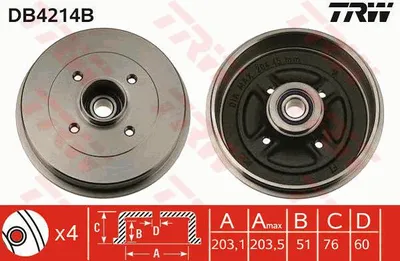 Produktbild von Trw Bremstrommel Hinterachse DB4214B