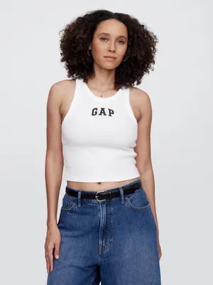Produktbild von GAP Tanktop mit Rippenstruktur und Logo, Rundhalsausschnitt, Größe L