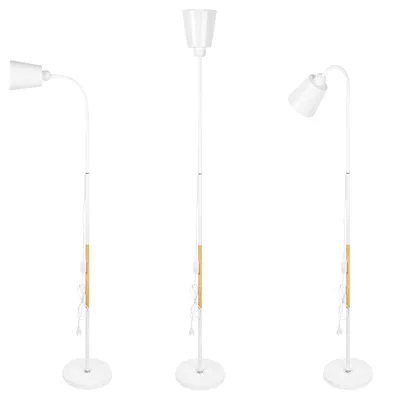 Produktbild von MasterLED LED Stehlampe – Höhe 145 cm – E27 – weiß mit holz – Flexarm – Stehleuchte weiß – skandinavische stehlampe – Koko